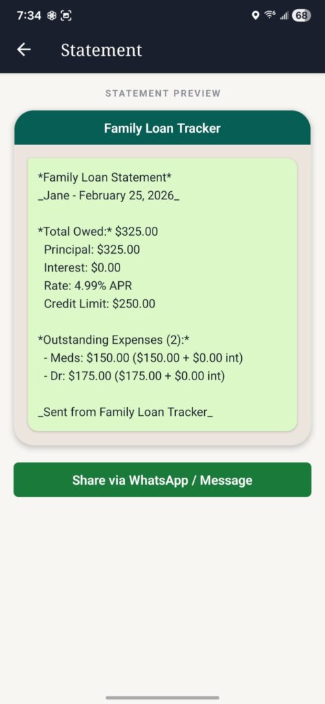 Send statement as a message